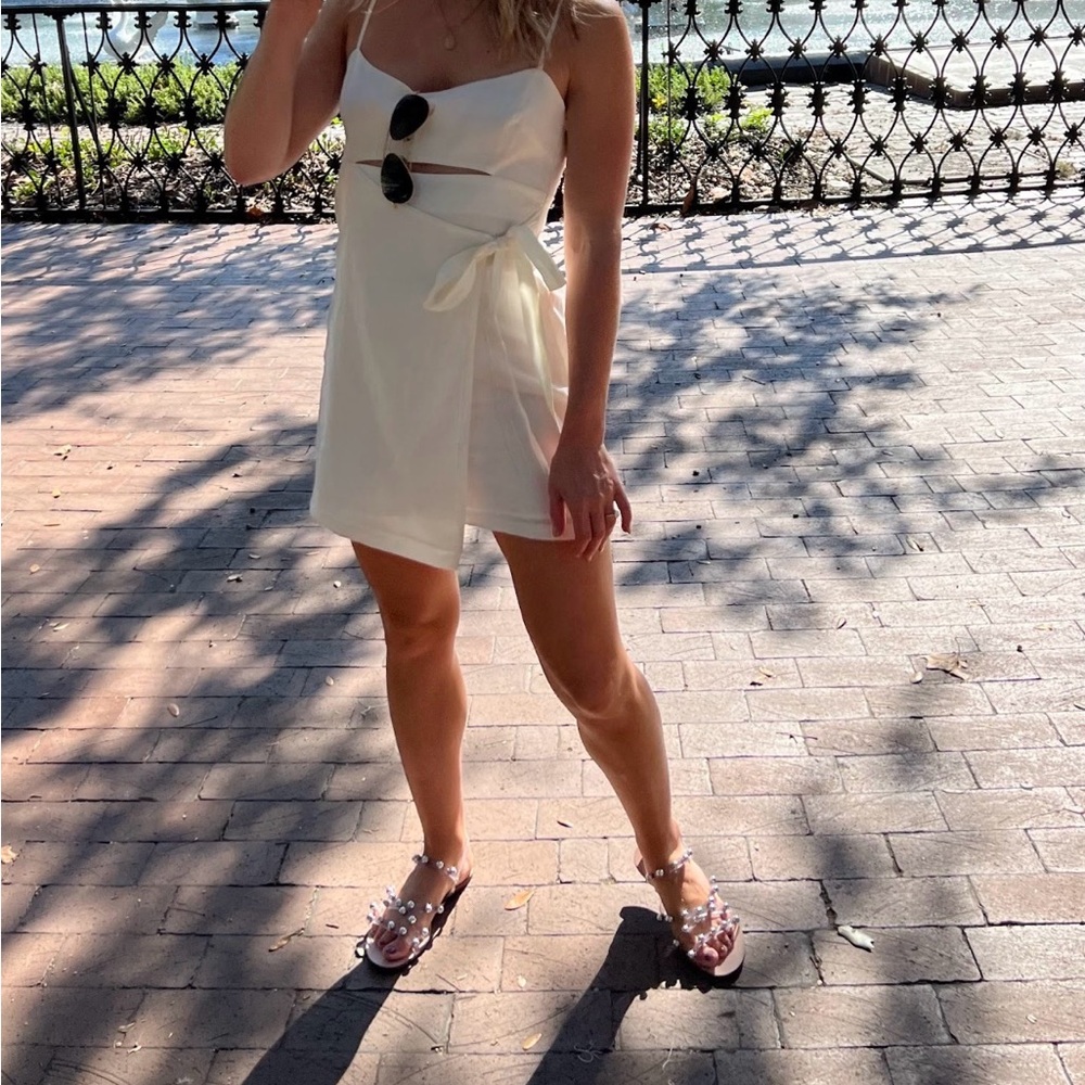 Zara Cream Mini Wrap Dress